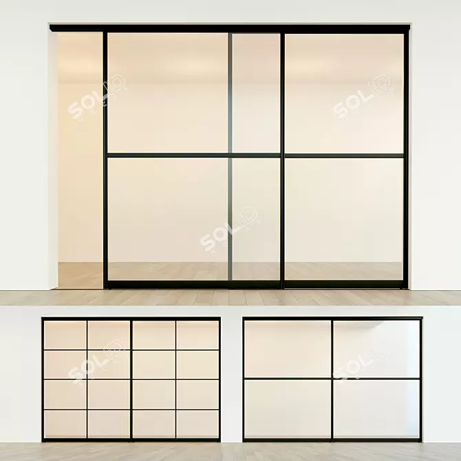 Minimalist Sliding Partition Door 3D model image 1