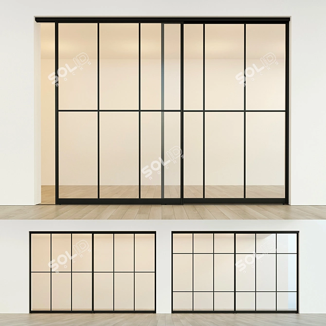 Versatile Sliding Partition Door 3D model image 1