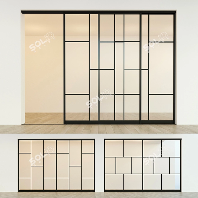 Sleek Sliding Partition Door 3D model image 1