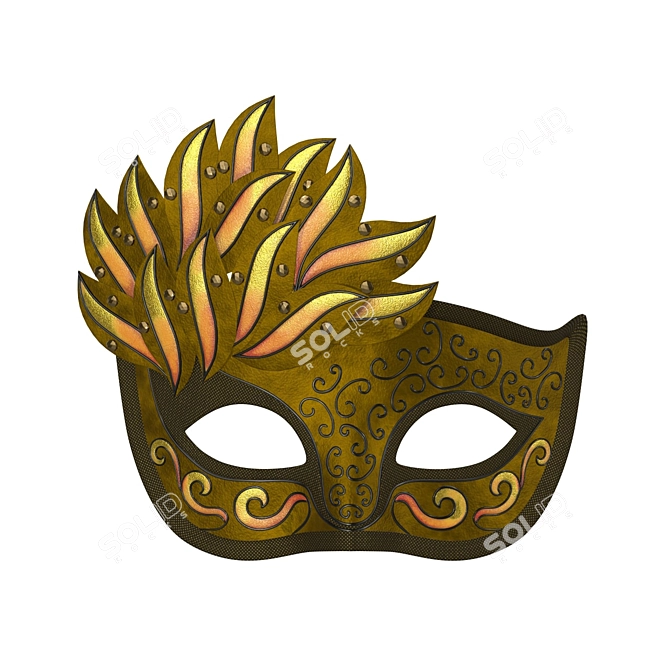 Elegant Venetian Masquerade Mask 3D model image 1