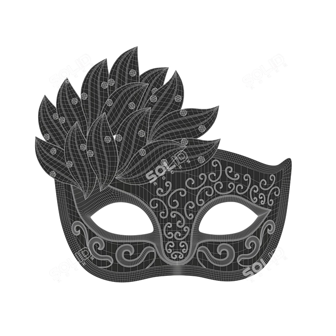 Elegant Venetian Masquerade Mask 3D model image 3