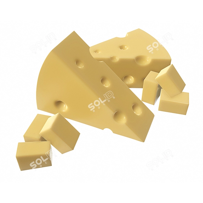 Cheese Tri-Slice: Cheddar Delight 3D model image 1