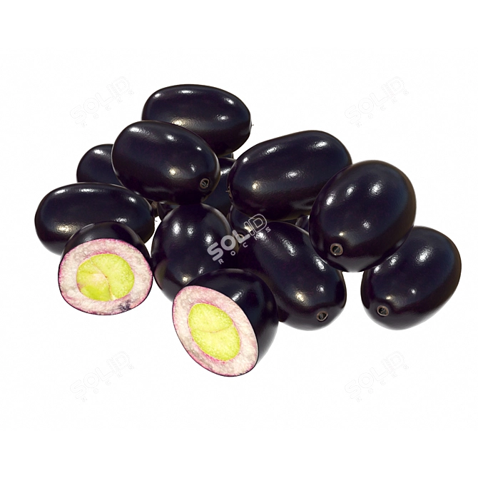 Premium Jambolan Plum Slices: Whole & Half 3D model image 1