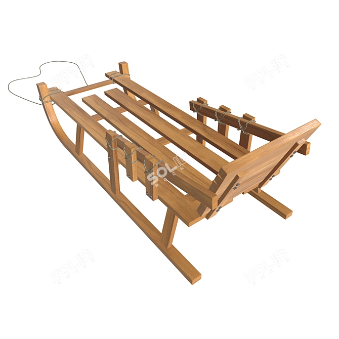 Premium Wooden Sledge: PBR Textures & V-Ray Renders 3D model image 2