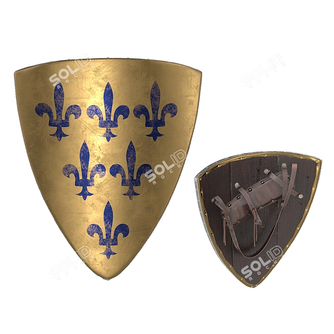 Tri-Knight Shield: High-Quality 4K Texture 3D model image 1