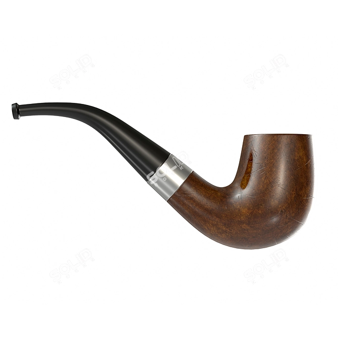 Natural Wood Tobacco Pipe 3D model image 2