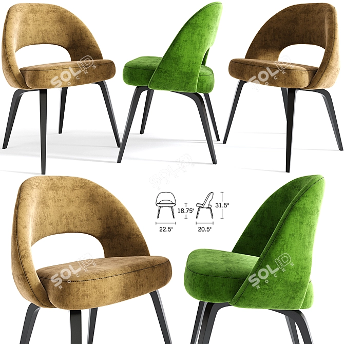 Modern Saarinen Wood Leg Side Chair 3D model image 1