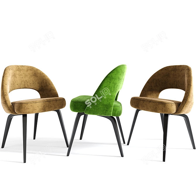 Modern Saarinen Wood Leg Side Chair 3D model image 2