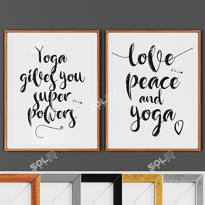 Contemporary Picture Set with 2 Frames (Wood, Gold, Silver, Black, Grey) 3D model image 1