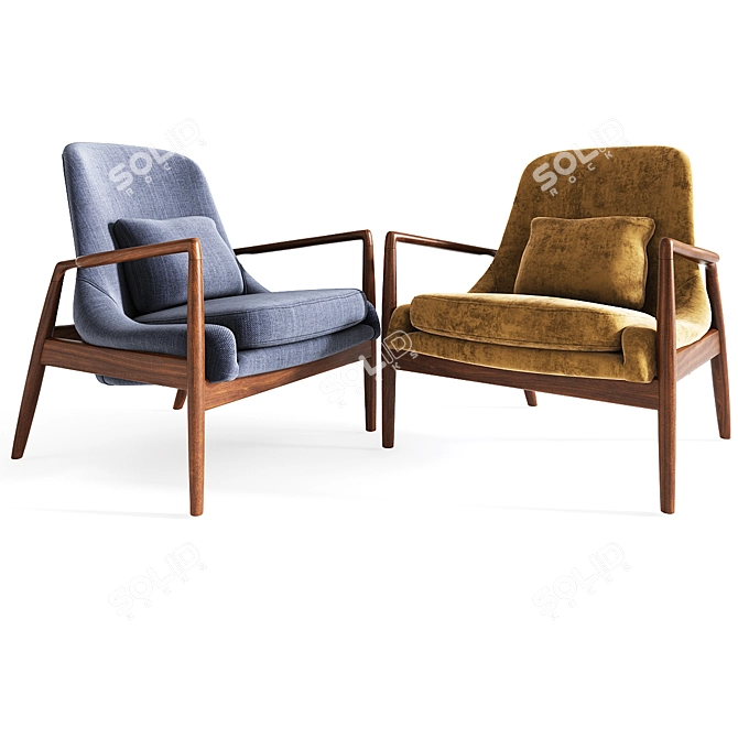 Contemporary Lucas Lounge Chair 3D model image 2
