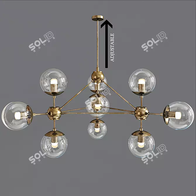 Modern Tracey Ceiling Lamp | Adjustable Hanging Rod | 38" Diameter | 20" Height 3D model image 1