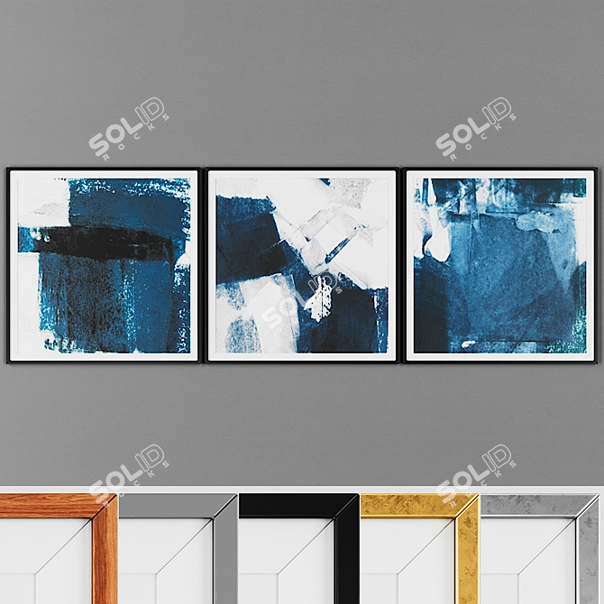 Modern Picture Set with 3 Frames 3D model image 1