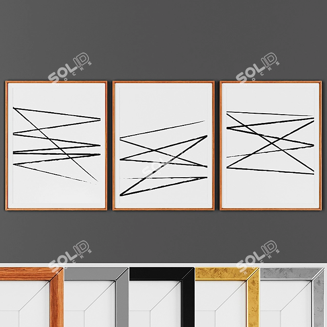 Modern Style Picture Set with 3 Frame Options 3D model image 1