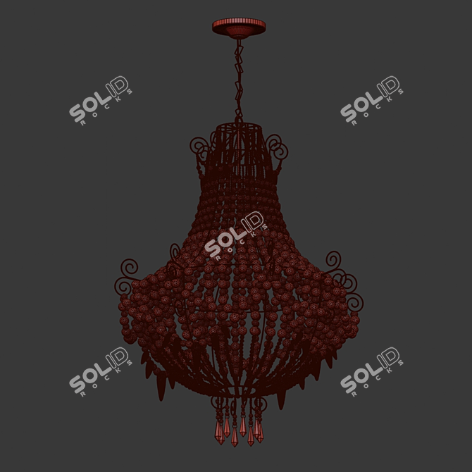 Rustic Mud Beaded Chandelier 3D model image 2