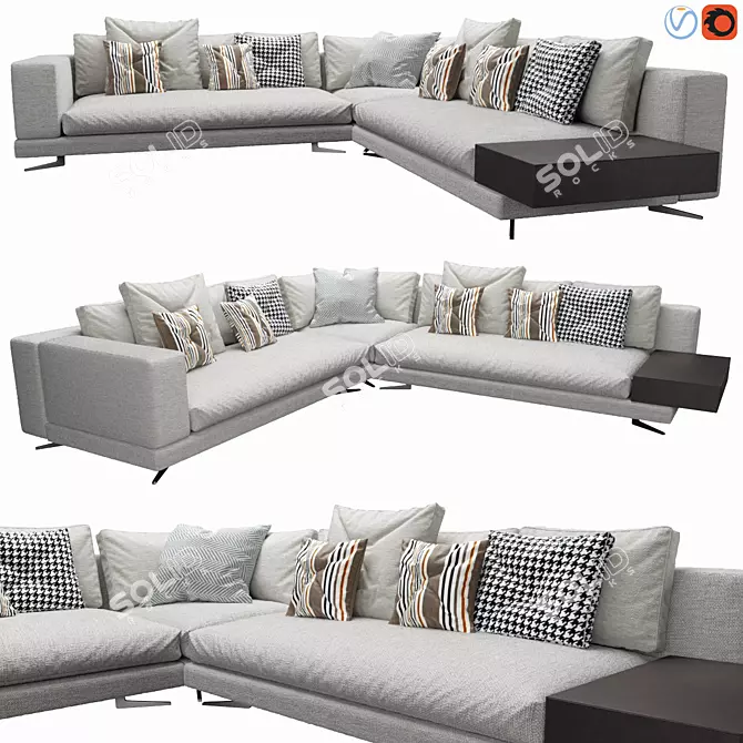 Minotti White Corner Sofa Bed 3D model image 1