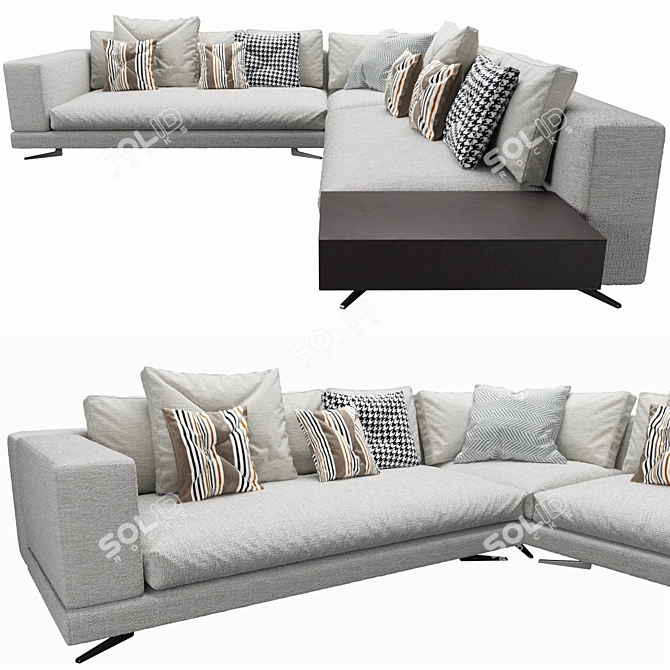 Minotti White Corner Sofa Bed 3D model image 2