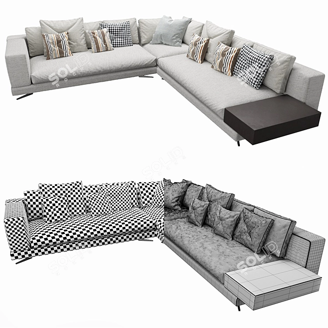 Minotti White Corner Sofa Bed 3D model image 3