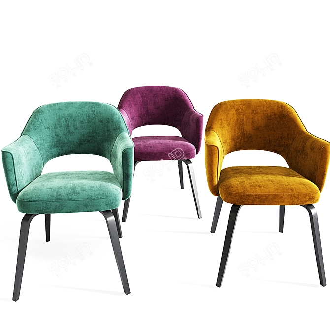 Elegant Woodleg Armchairs by Eero Saarinen 3D model image 2