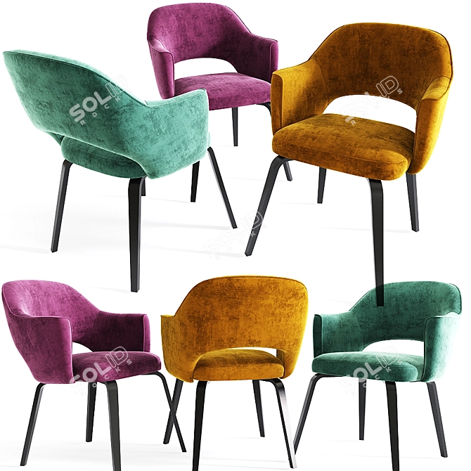 Elegant Woodleg Armchairs by Eero Saarinen 3D model image 3