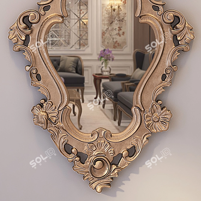 Elegant Vintage Wall Mirror 3D model image 2