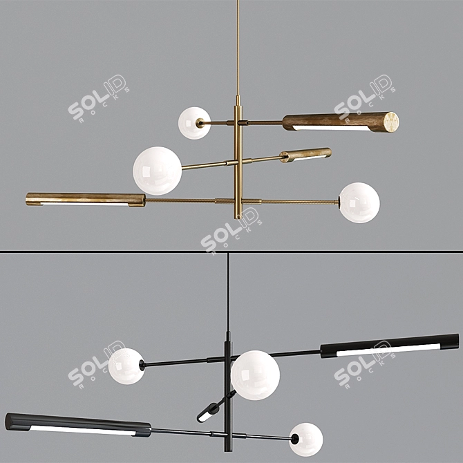 Sleek Nordic Chandelier 3D model image 1