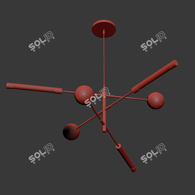 Sleek Nordic Chandelier 3D model image 2