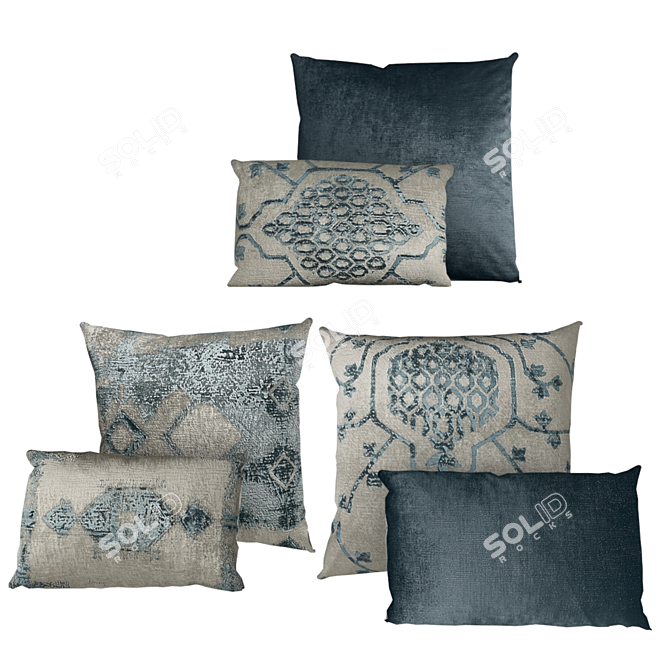 Velvet Oushak Cushion Covers - Luxurious Designs 3D model image 1