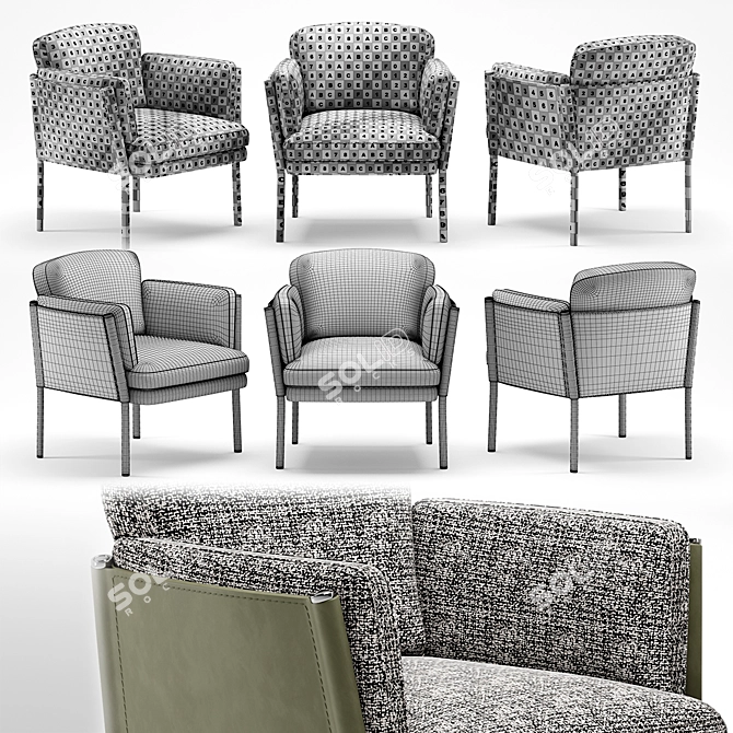 Minotti Shelley Lounge Little Armchair: Danish Design Excellence 3D model image 2