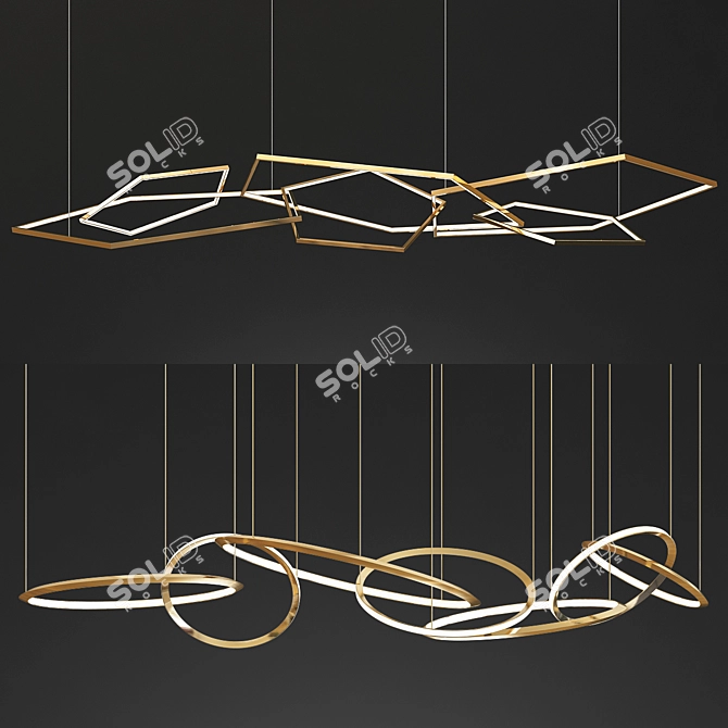 Elegant Geometric Chandelier 3D model image 1