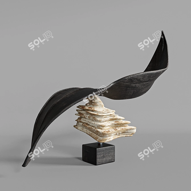 Natural Wood Leaf Sculpture 3D model image 1