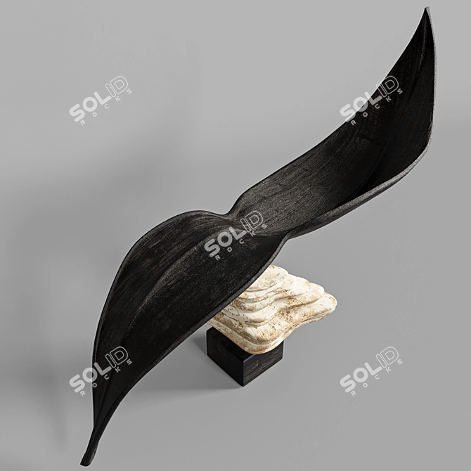 Natural Wood Leaf Sculpture 3D model image 2