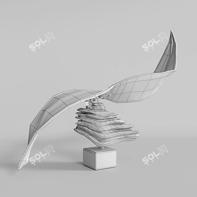 Natural Wood Leaf Sculpture 3D model image 3