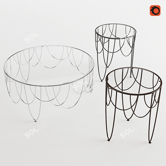 Italian Design Drapery Table 3D model image 2