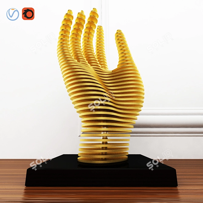 Eco-Friendly Hand Figurine Plates 3D model image 2