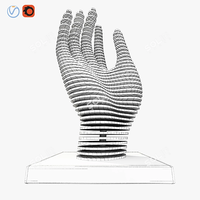 Eco-Friendly Hand Figurine Plates 3D model image 3