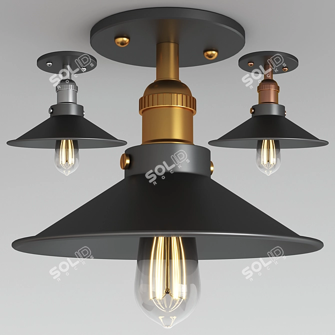 Vintage Flush Mount Ceiling Light 3D model image 1