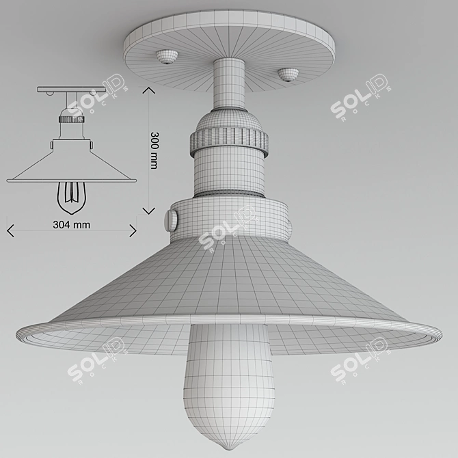 Vintage Flush Mount Ceiling Light 3D model image 3