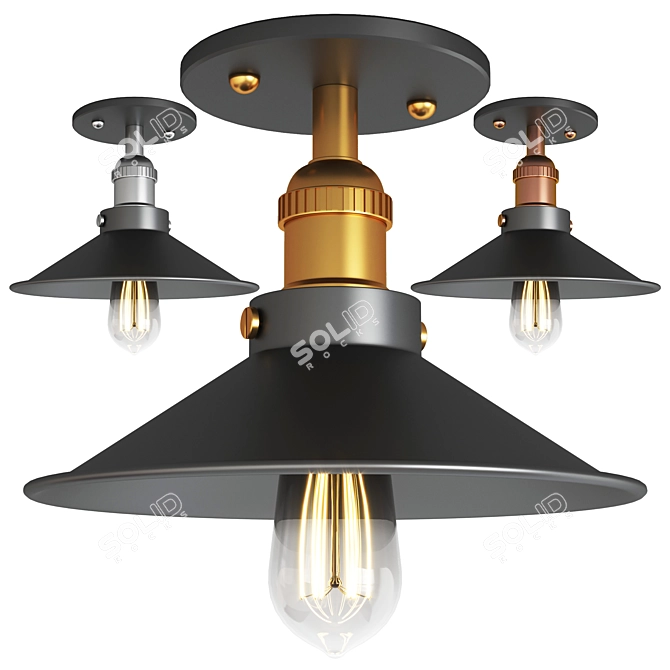 Vintage Flush Mount Ceiling Light 3D model image 4