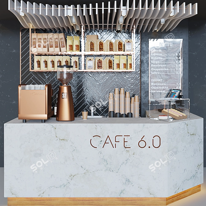 Modern Cafe Furniture Set 3D model image 1