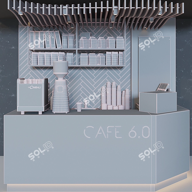 Modern Cafe Furniture Set 3D model image 3