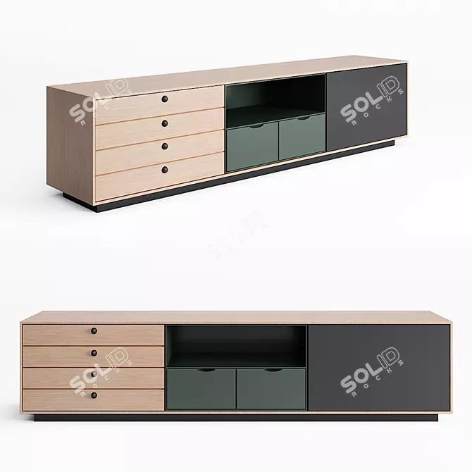 Modern TV Stand with Storage 3D model image 1