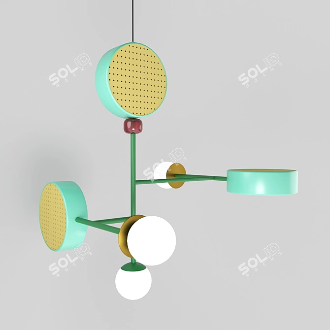 Monaco Art-Deco Pendant Chandelier 3D model image 1