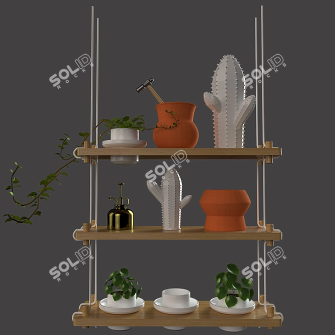 Luxury Cactus Statue Set 3D model image 1