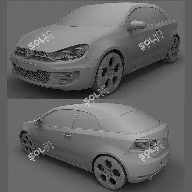 VW Golf GTI Cabriolet 2013: Roof-Optional High-Detail Model 3D model image 2