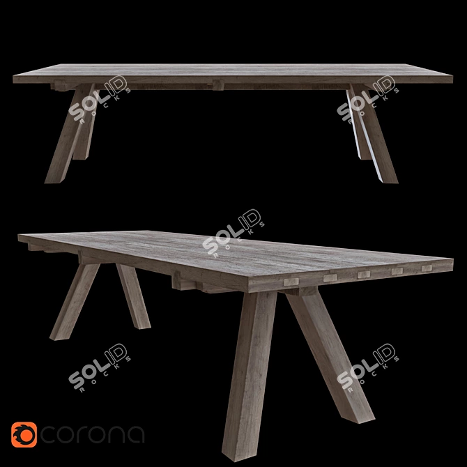 Van Rossum Lens Table | Stylish 280x100cm Corner Table 3D model image 1