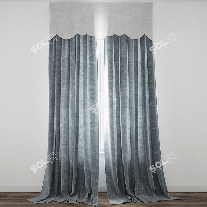 Elegant Drapery Curtain 3D model image 1