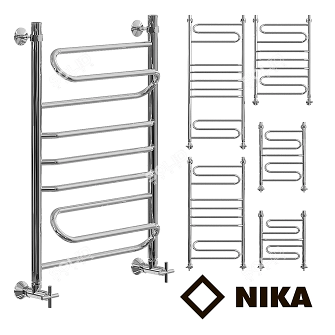 Nick LZT Heated Towel Rail: Stylish and Customizable 3D model image 1