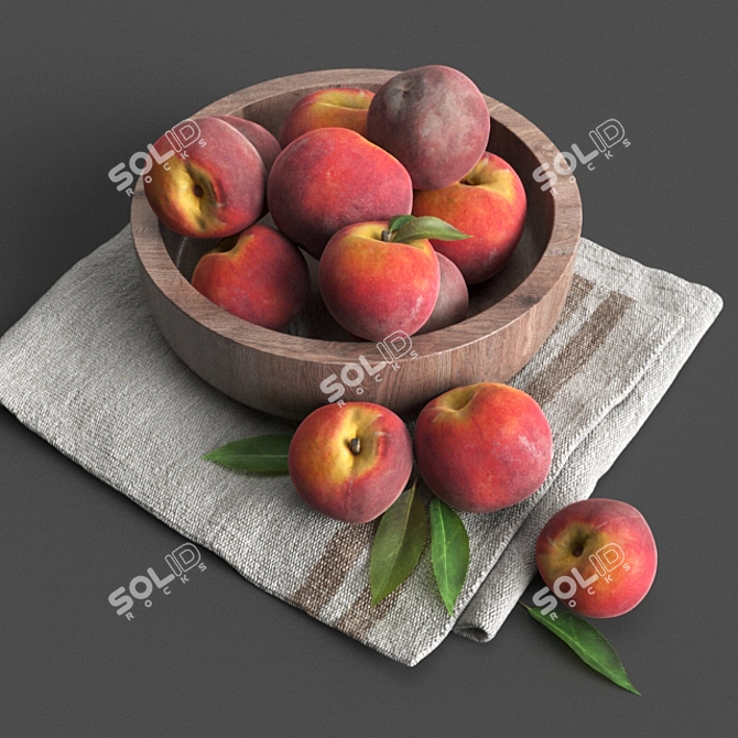 Exquisite Fruit Bowl with Tea Towel 3D model image 1