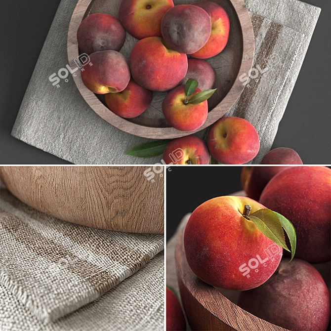 Exquisite Fruit Bowl with Tea Towel 3D model image 2