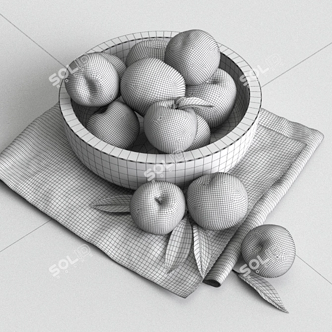 Exquisite Fruit Bowl with Tea Towel 3D model image 3